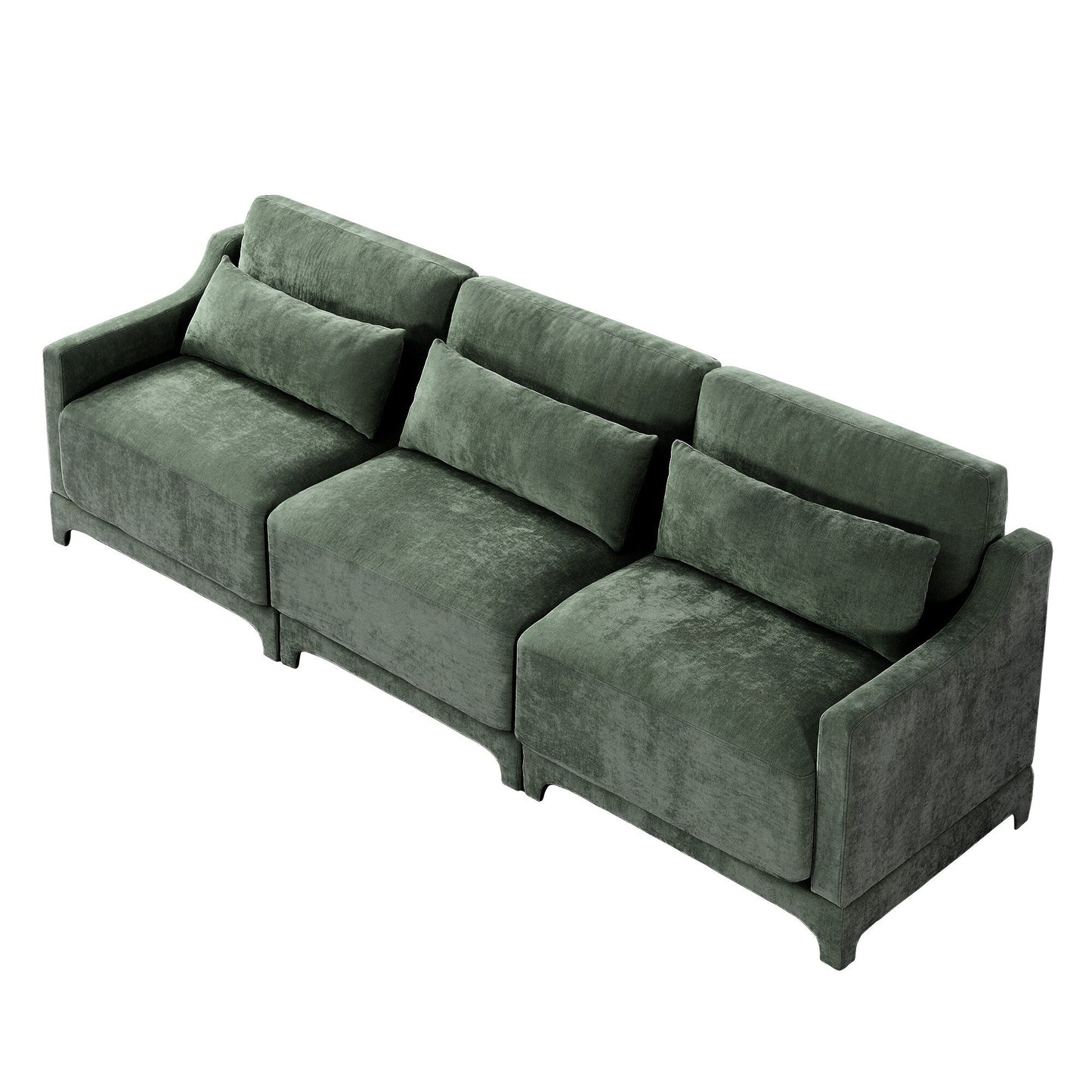 Divano 105.9 Chenille 4 posti con base ergonomica in legno, spugna ad alta resilienza per soggiorno