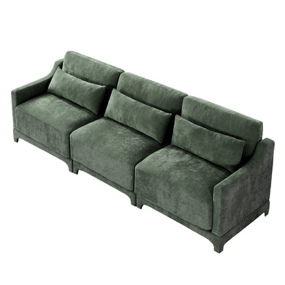 Divano 105.9 Chenille 4 posti con base ergonomica in legno, spugna ad alta resilienza per soggiorno