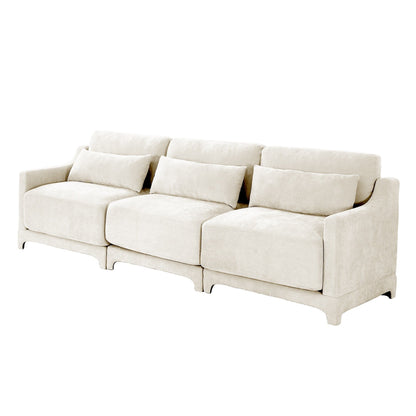 Divano 105.9 Chenille 4 posti con base ergonomica in legno, spugna ad alta resilienza per soggiorno