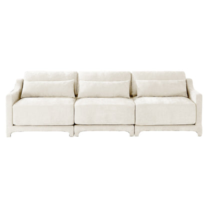 Divano 105.9 Chenille 4 posti con base ergonomica in legno, spugna ad alta resilienza per soggiorno