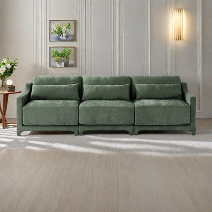 Divano 105.9 Chenille 4 posti con base ergonomica in legno, spugna ad alta resilienza per soggiorno