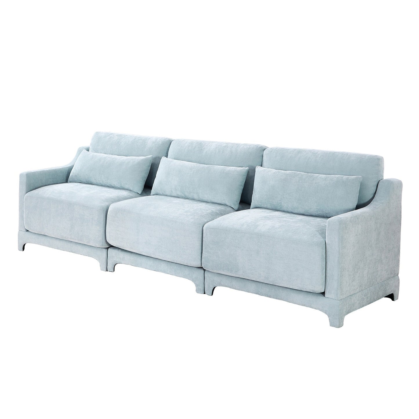 Divano 105.9 Chenille 4 posti con base ergonomica in legno, spugna ad alta resilienza per soggiorno
