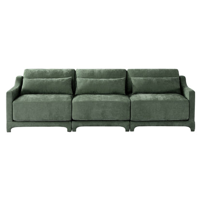 Divano 105.9 Chenille 4 posti con base ergonomica in legno, spugna ad alta resilienza per soggiorno