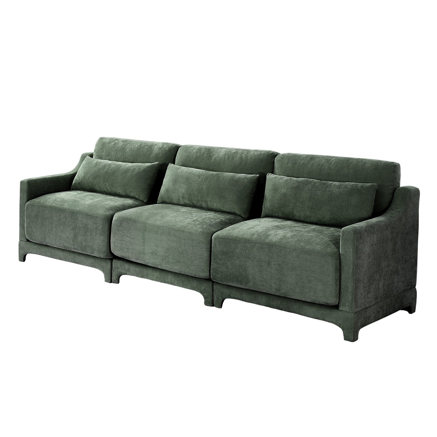 Divano 105.9 Chenille 4 posti con base ergonomica in legno, spugna ad alta resilienza per soggiorno