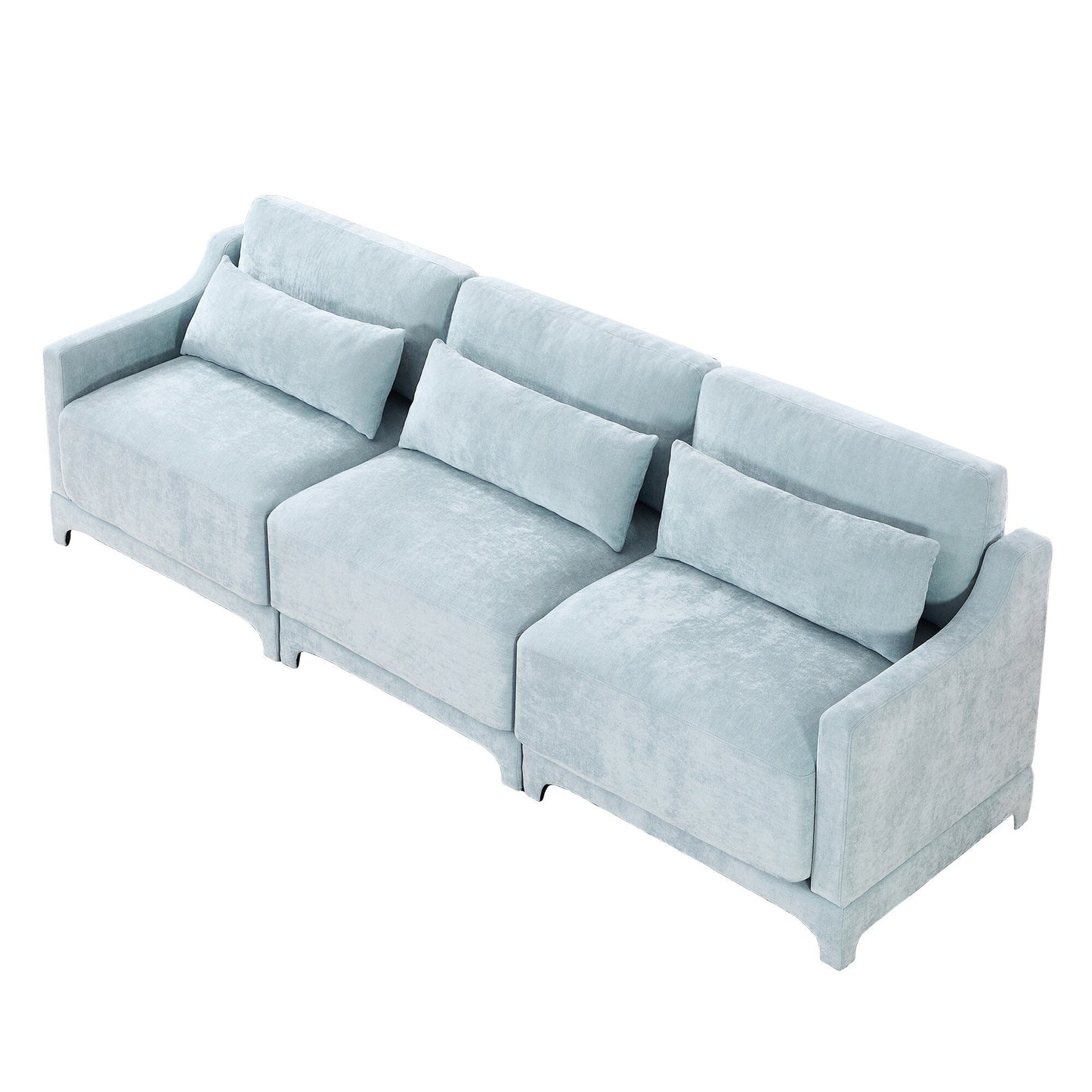 Divano 105.9 Chenille 4 posti con base ergonomica in legno, spugna ad alta resilienza per soggiorno