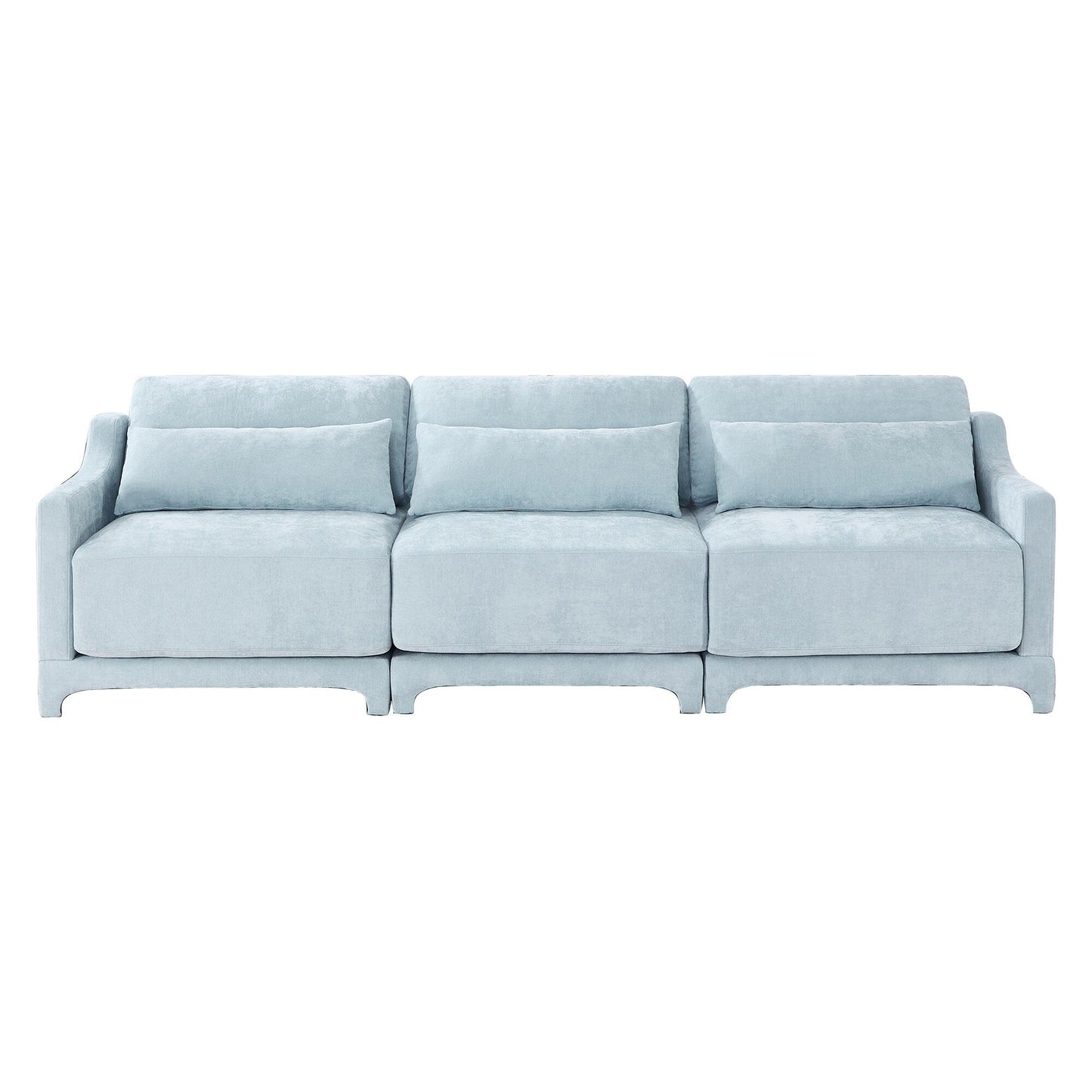 Divano 105.9 Chenille 4 posti con base ergonomica in legno, spugna ad alta resilienza per soggiorno