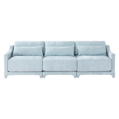 Divano 105.9 Chenille 4 posti con base ergonomica in legno, spugna ad alta resilienza per soggiorno