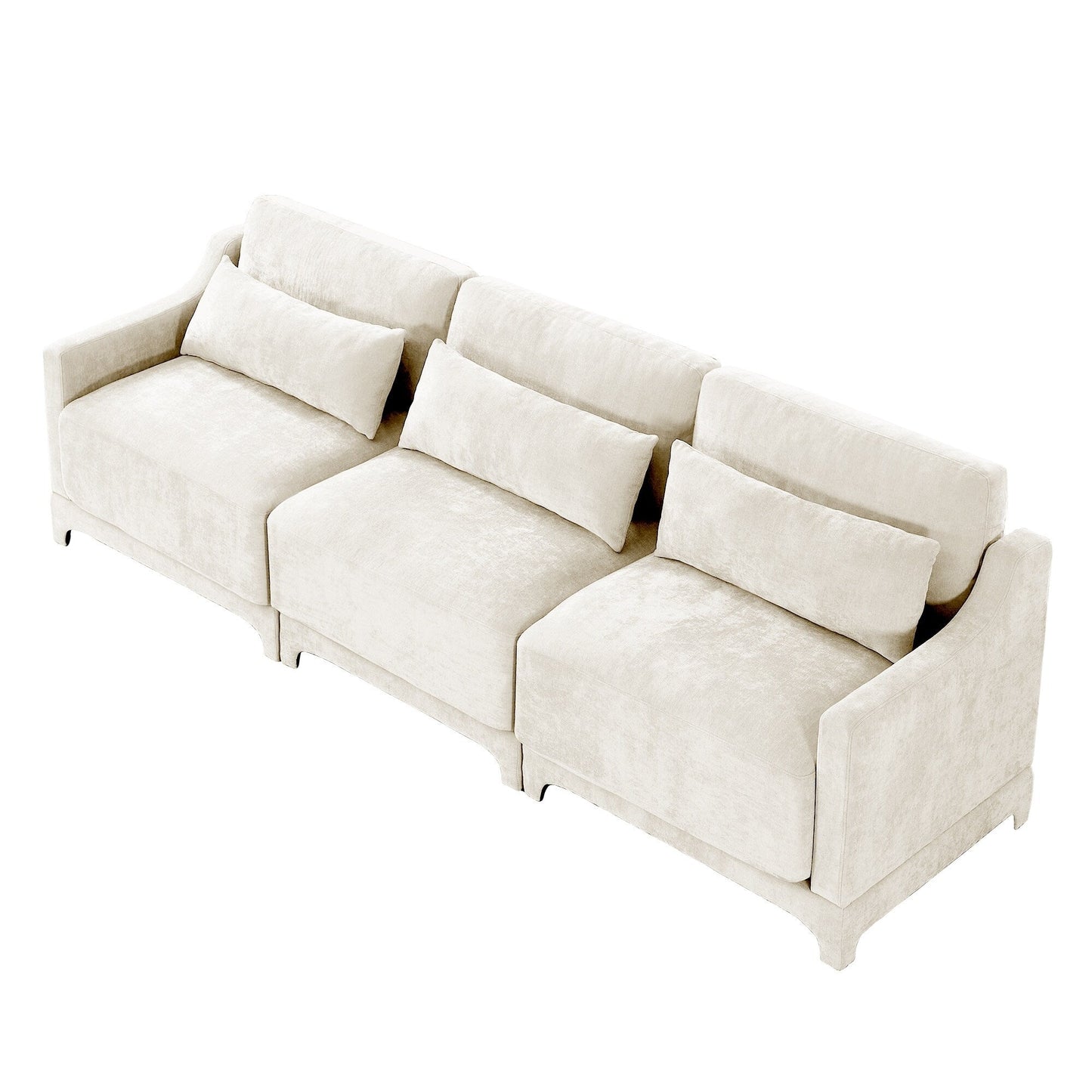 Divano 105.9 Chenille 4 posti con base ergonomica in legno, spugna ad alta resilienza per soggiorno