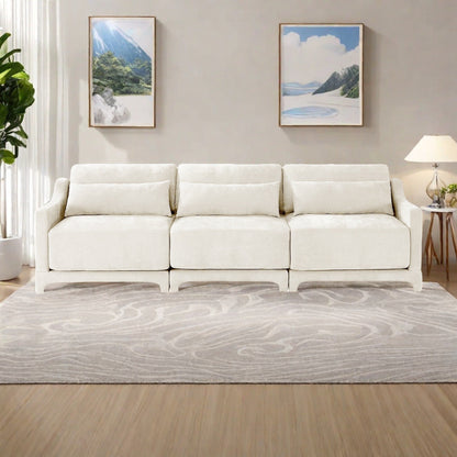 Divano 105.9 Chenille 4 posti con base ergonomica in legno, spugna ad alta resilienza per soggiorno