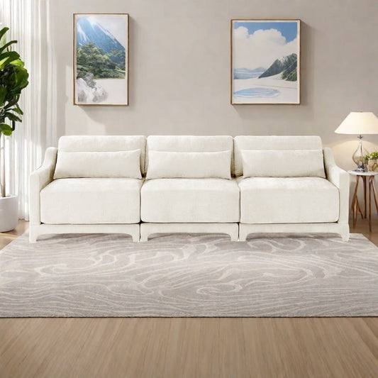 Divano 105.9 Chenille 4 posti con base ergonomica in legno, spugna ad alta resilienza per soggiorno