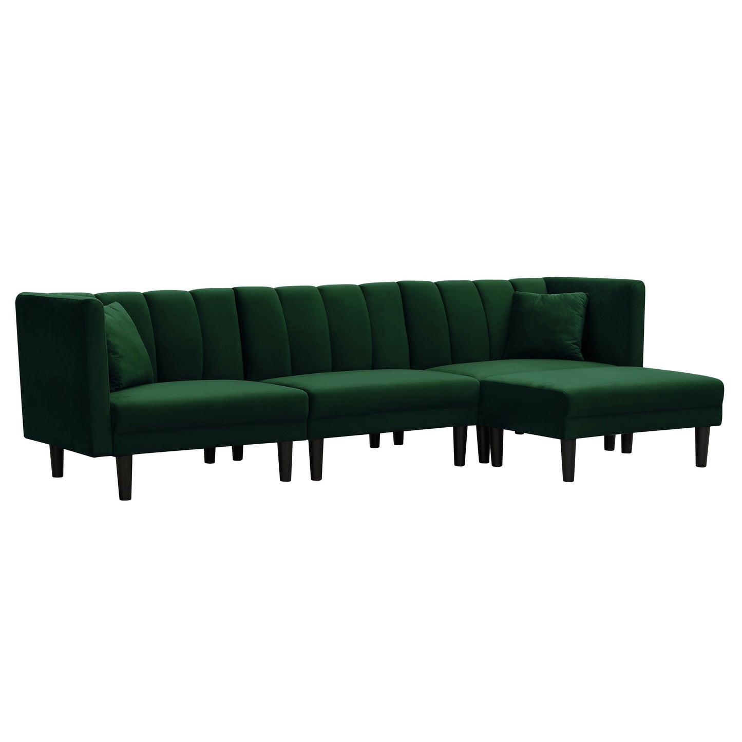 Divano componibile reversibile in velluto da 106,7'' a 3 posti con divano letto trasformabile e 2 cuscini