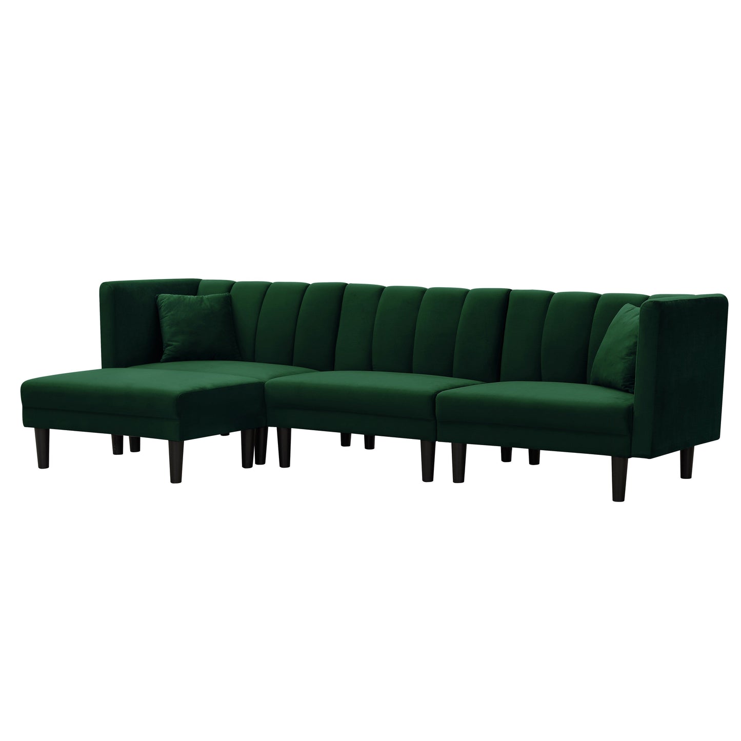 Divano componibile reversibile a 3 posti in velluto da 106,7'', divano letto trasformabile, con schienale regolabile, chaise longue e 2 cuscini