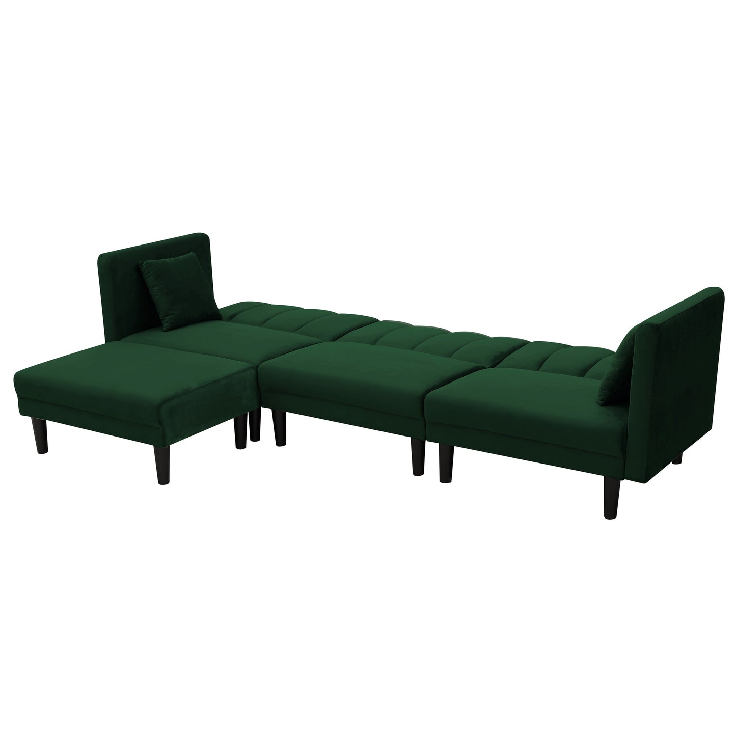 Divano componibile reversibile in velluto da 106,7'' a 3 posti, divano letto trasformabile con 2 cuscini, chaise longue, angoli regolabili, gambe in plastica