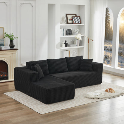 Divano componibile 106 Cloud a forma di L con chaise longue rivolta a sinistra, divano modulare moderno con seduta profonda per soggiorno, non richiede montaggio