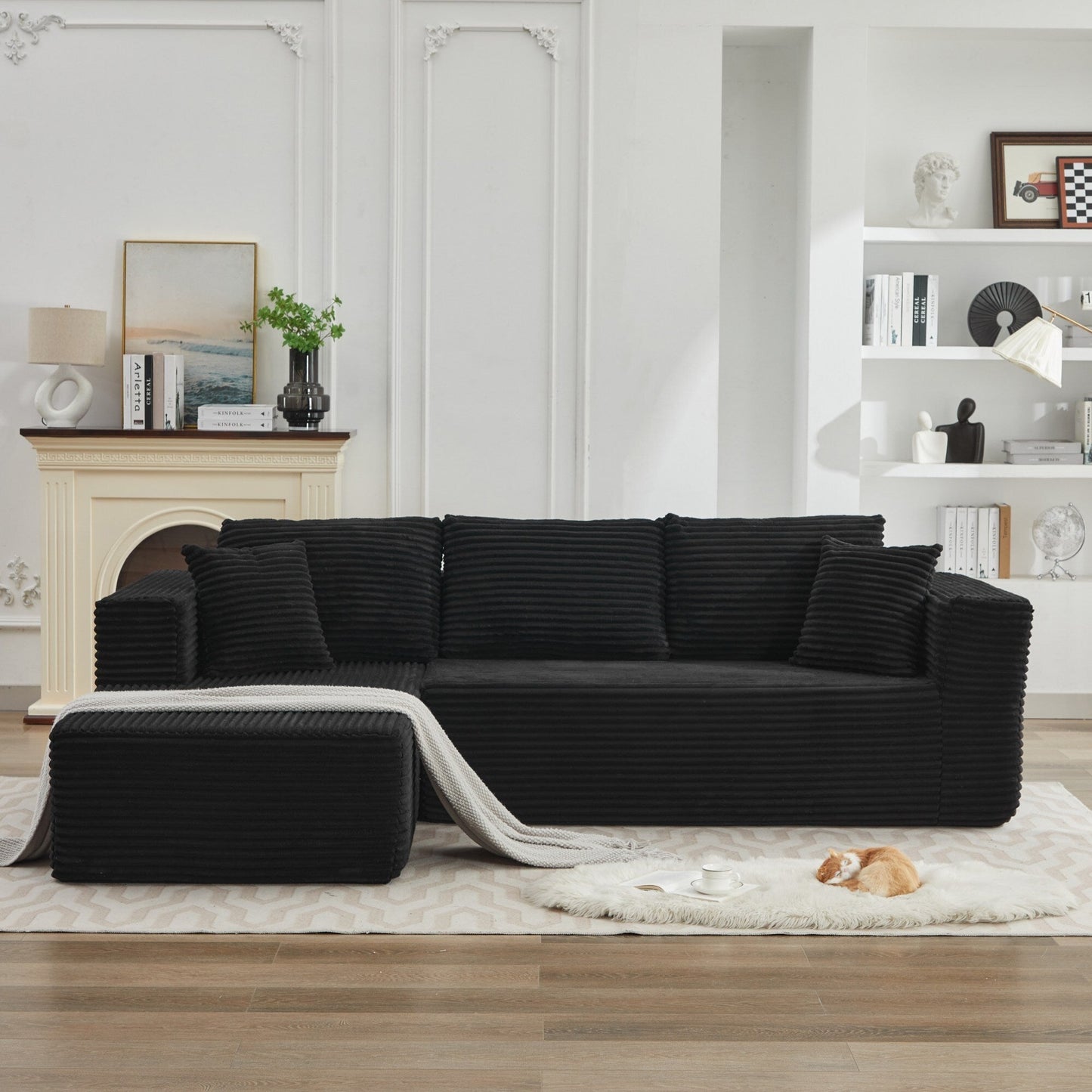 Divano componibile 106 Cloud a forma di L con chaise longue rivolta a sinistra, divano modulare moderno con seduta profonda per soggiorno, non richiede montaggio