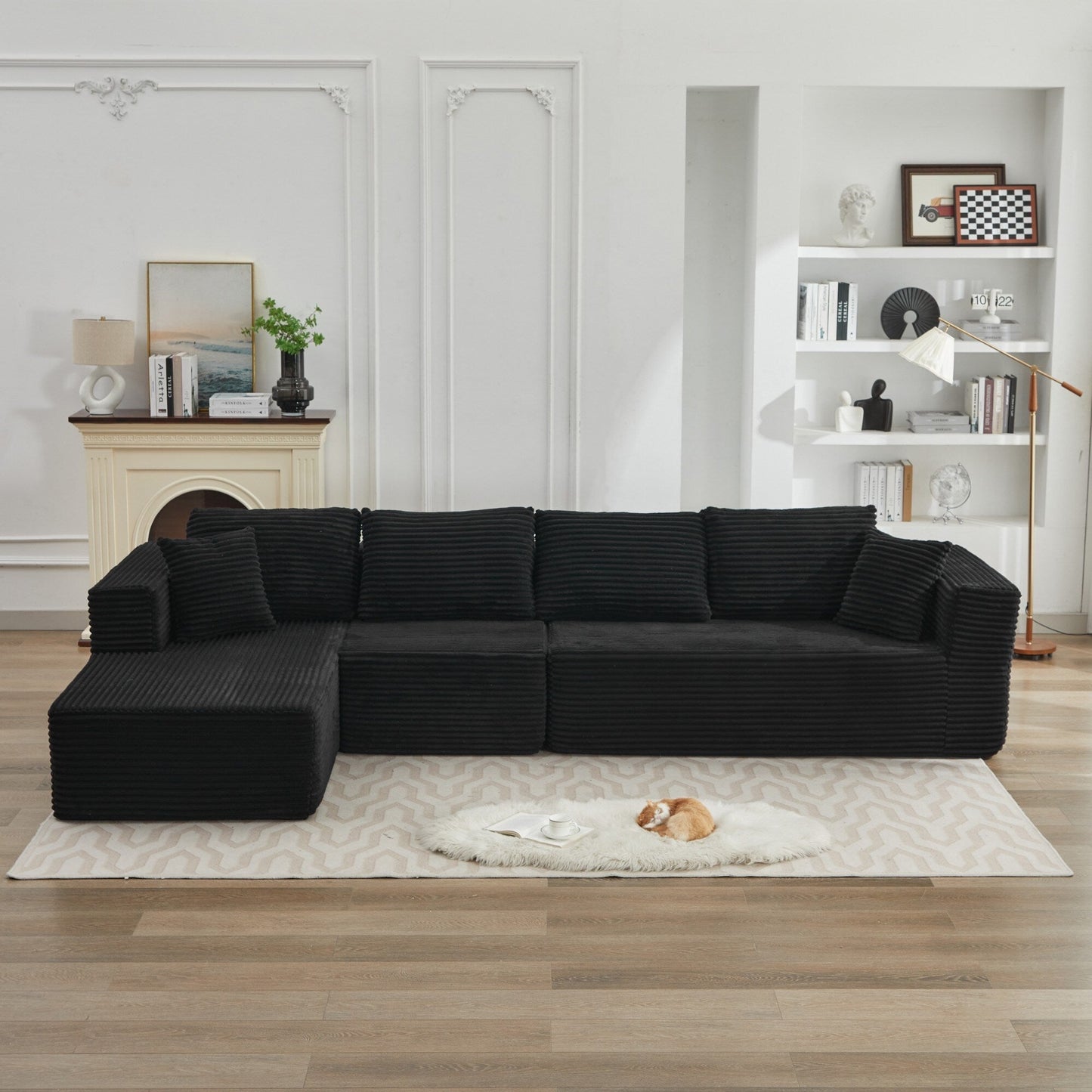 Divano componibile 106 Cloud a forma di L con chaise longue rivolta a sinistra, divano modulare moderno con seduta profonda per soggiorno, non richiede montaggio