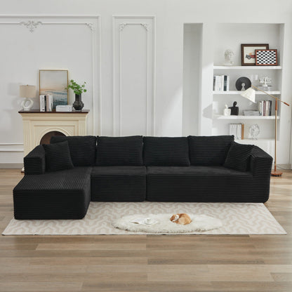 Divano componibile 106 Cloud a forma di L con chaise longue rivolta a sinistra, divano modulare moderno con seduta profonda per soggiorno, non richiede montaggio