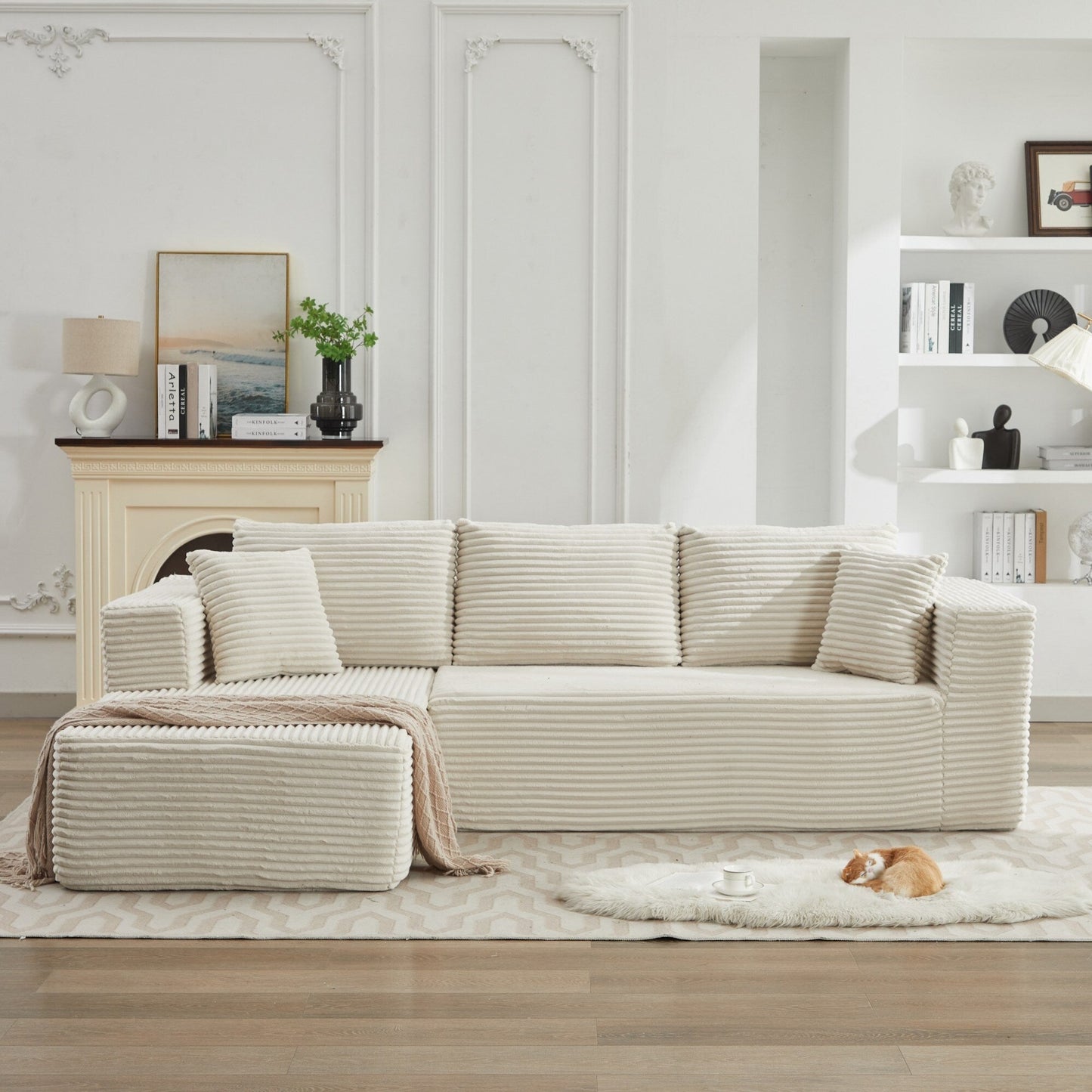 Divano componibile 106 Cloud a forma di L con chaise longue rivolta a sinistra, divano modulare moderno con seduta profonda per soggiorno, non richiede montaggio