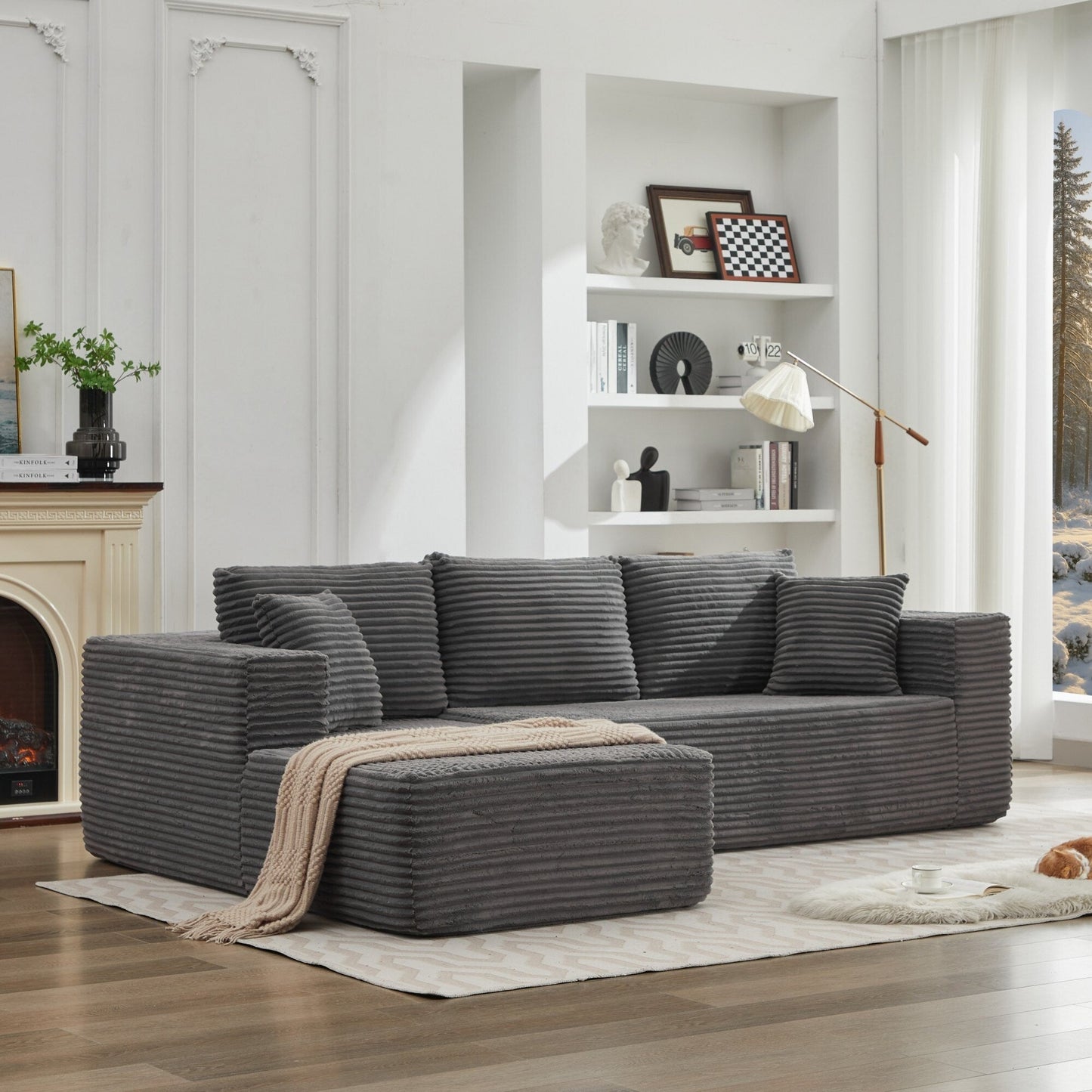 Divano componibile 106 Cloud a forma di L con chaise longue rivolta a sinistra, divano modulare moderno con seduta profonda per soggiorno, non richiede montaggio