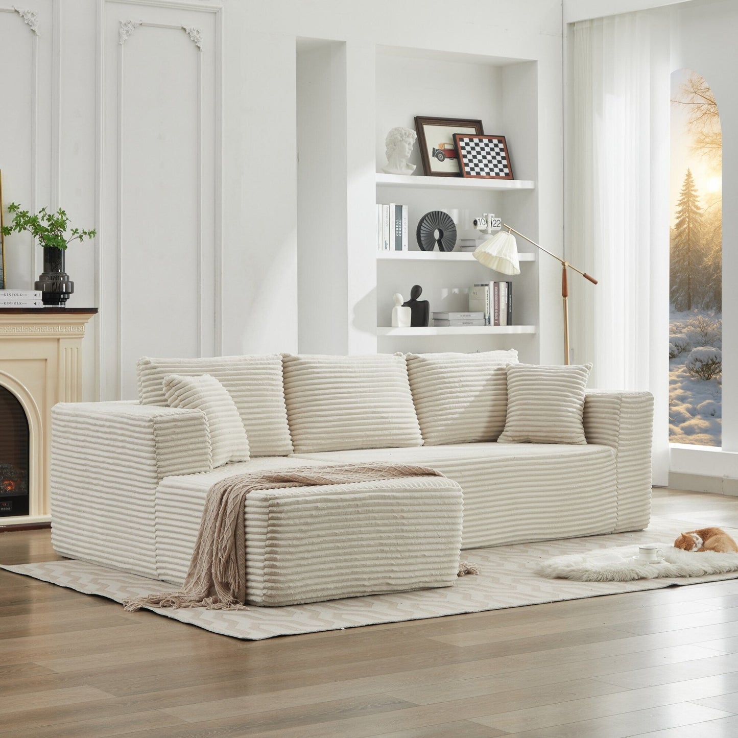 Divano componibile 106 Cloud a forma di L con chaise longue rivolta a sinistra, divano modulare moderno con seduta profonda per soggiorno, non richiede montaggio
