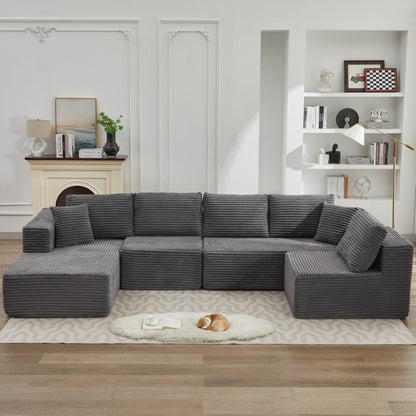 Divano componibile 106 Cloud a forma di L con chaise longue rivolta a sinistra, divano modulare moderno con seduta profonda per soggiorno, non richiede montaggio