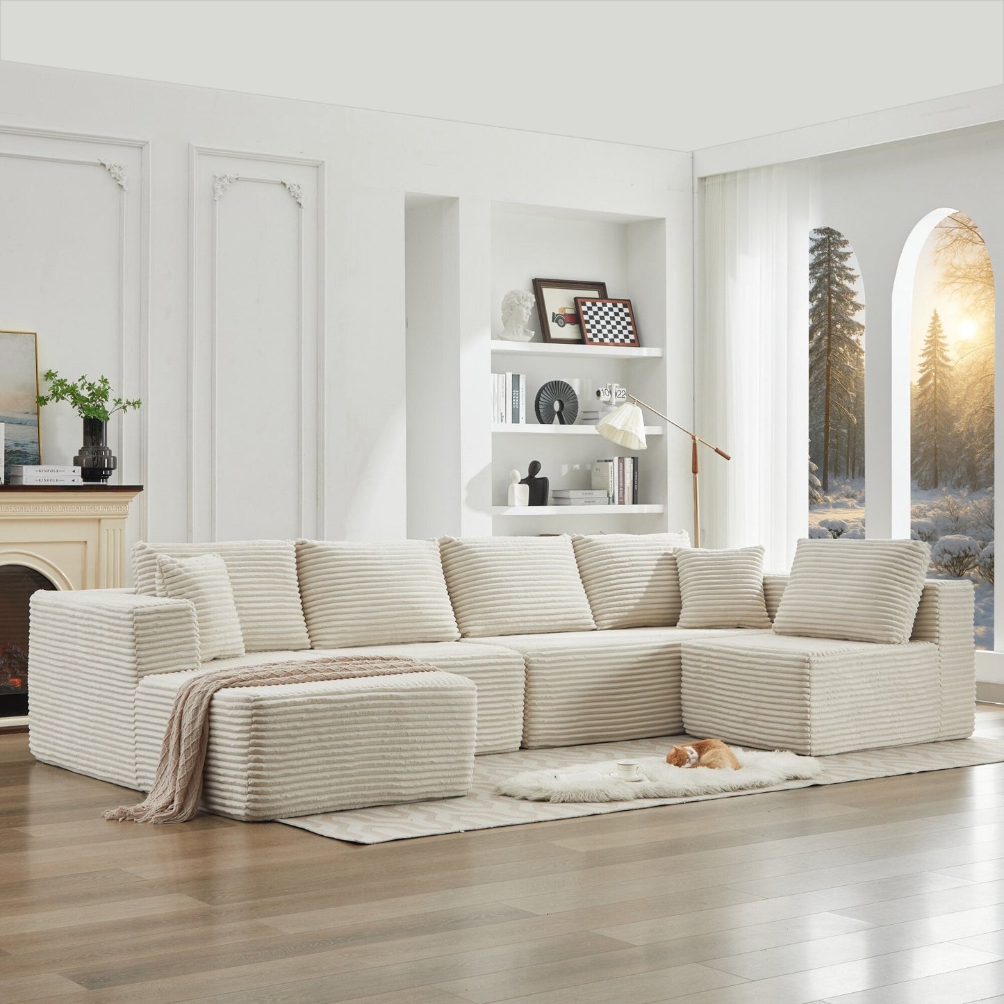 Divano componibile 106 Cloud a forma di L con chaise longue rivolta a sinistra, divano modulare moderno con seduta profonda per soggiorno, non richiede montaggio