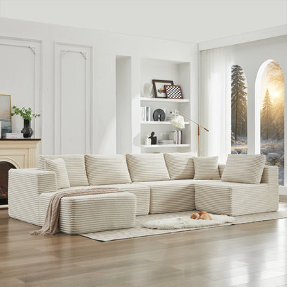 Divano componibile 106 Cloud a forma di L con chaise longue rivolta a sinistra, divano modulare moderno con seduta profonda per soggiorno, non richiede montaggio