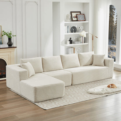 Divano componibile 106 Cloud a forma di L con chaise longue rivolta a sinistra, divano modulare moderno con seduta profonda per soggiorno, non richiede montaggio