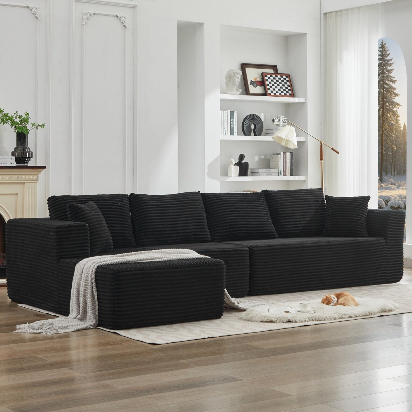 Divano componibile 106 Cloud a forma di L con chaise longue rivolta a sinistra, divano modulare moderno con seduta profonda per soggiorno, non richiede montaggio