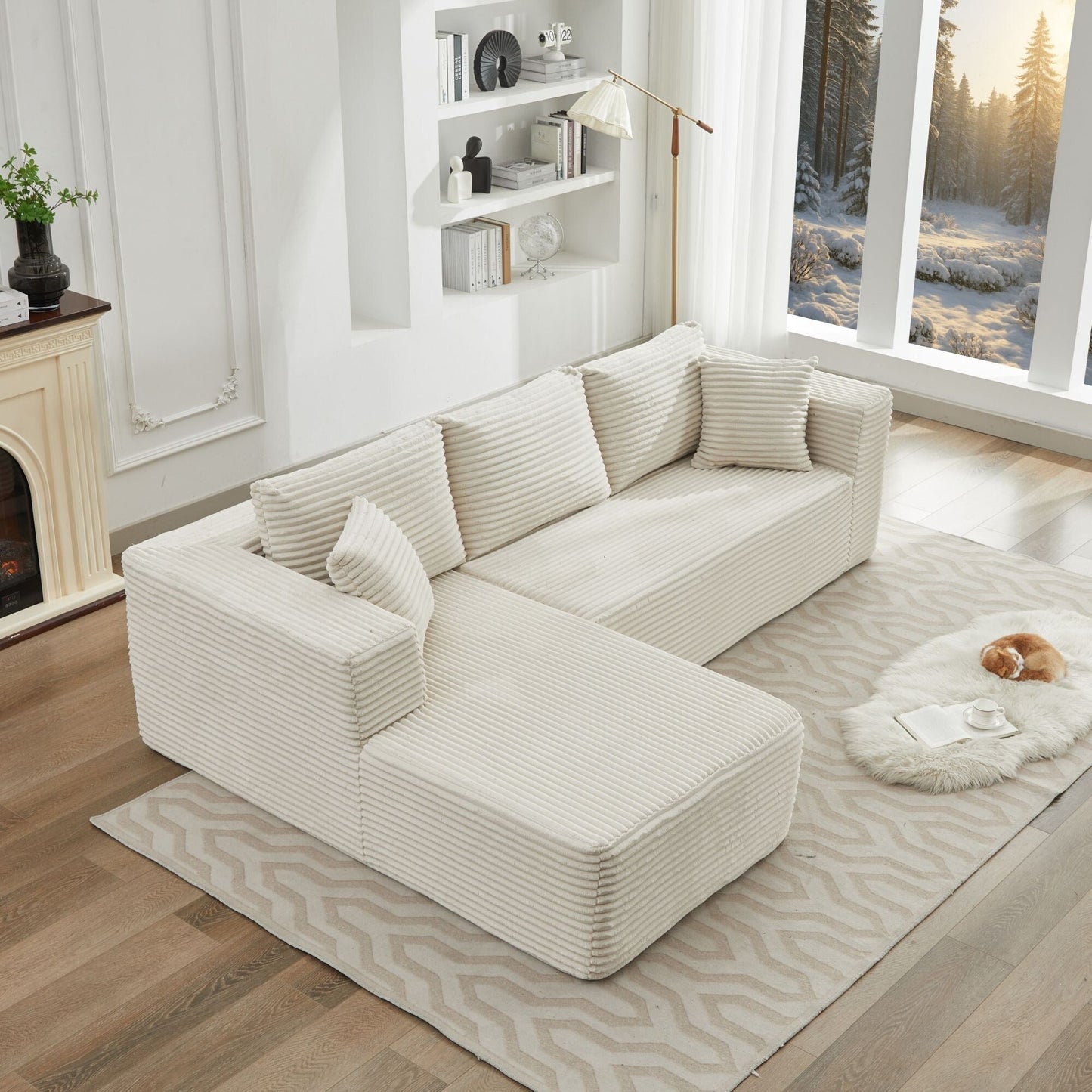 Divano componibile 106 Cloud a forma di L con chaise longue rivolta a sinistra, divano modulare moderno con seduta profonda per soggiorno, non richiede montaggio
