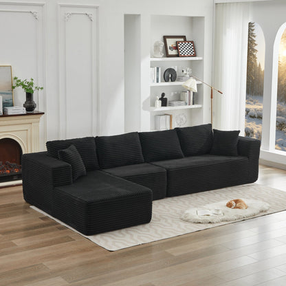 Divano componibile 106 Cloud a forma di L con chaise longue rivolta a sinistra, divano modulare moderno con seduta profonda per soggiorno, non richiede montaggio