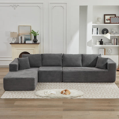 Divano componibile 106 Cloud a forma di L con chaise longue rivolta a sinistra, divano modulare moderno con seduta profonda per soggiorno, non richiede montaggio