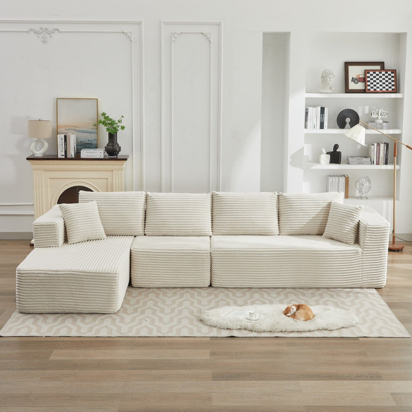 Divano componibile 106 Cloud a forma di L con chaise longue rivolta a sinistra, divano modulare moderno con seduta profonda per soggiorno, non richiede montaggio
