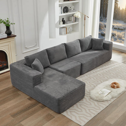 Divano componibile 106 Cloud a forma di L con chaise longue rivolta a sinistra, divano modulare moderno con seduta profonda per soggiorno, non richiede montaggio