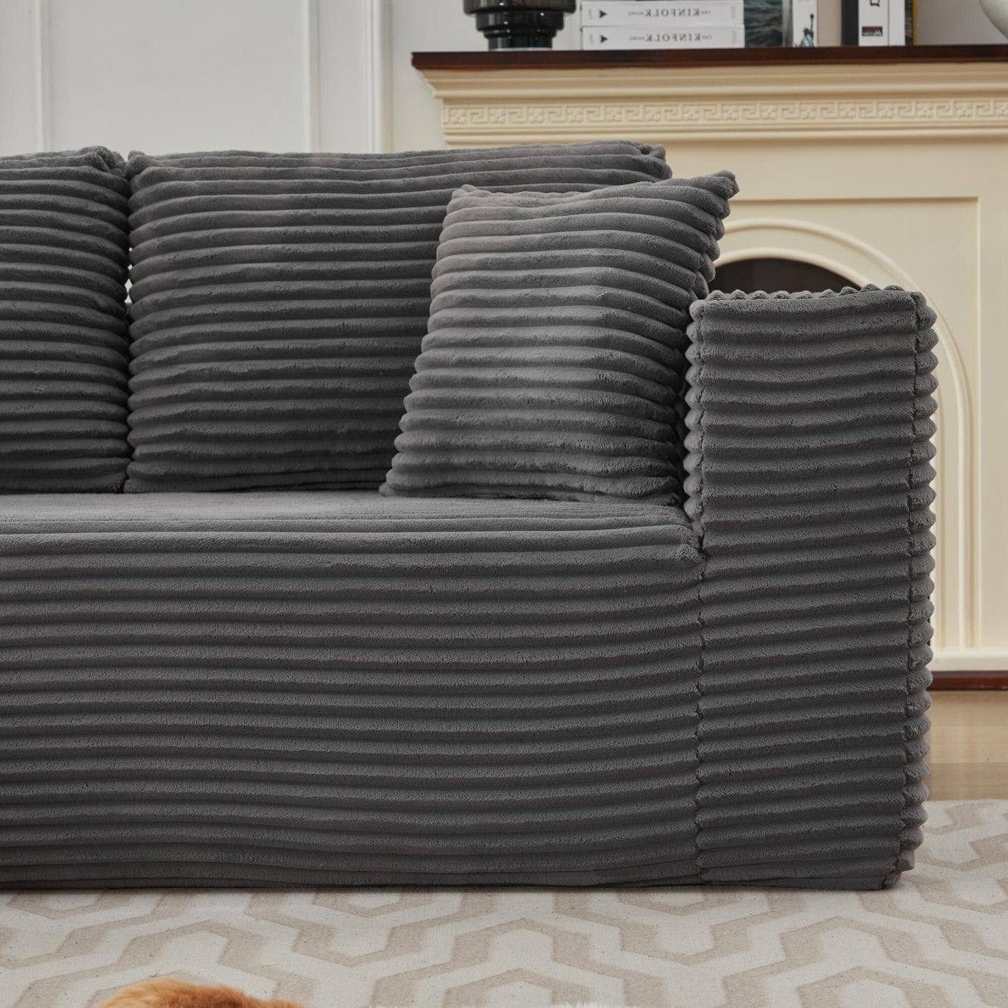 Divano componibile 106 Cloud a forma di L con chaise longue rivolta a sinistra, divano modulare moderno con seduta profonda per soggiorno, non richiede montaggio