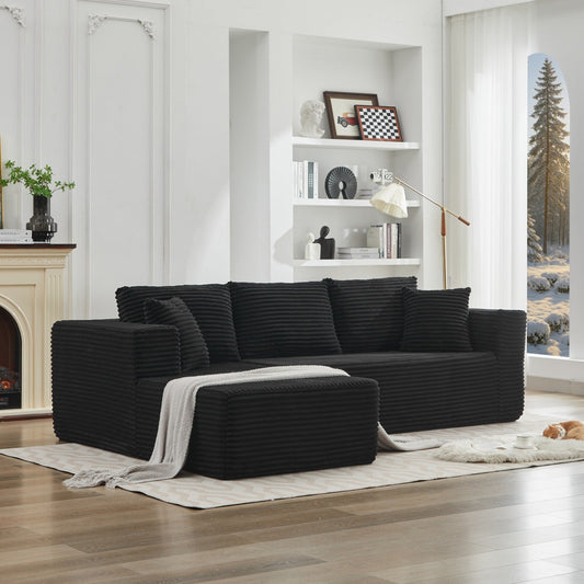 Divano componibile 106 Cloud a forma di L con chaise longue rivolta a sinistra, divano modulare moderno con seduta profonda per soggiorno, non richiede montaggio