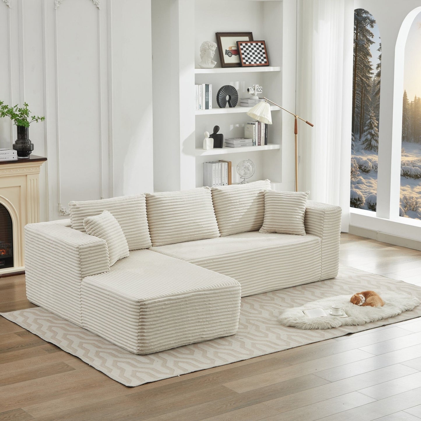 Divano componibile 106 Cloud a forma di L con chaise longue rivolta a sinistra, divano modulare moderno con seduta profonda per soggiorno, non richiede montaggio