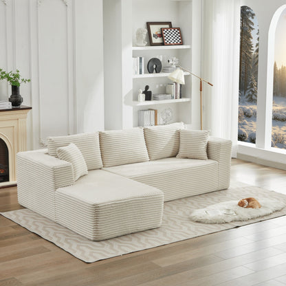 Divano componibile 106 Cloud a forma di L con chaise longue rivolta a sinistra, divano modulare moderno con seduta profonda per soggiorno, non richiede montaggio