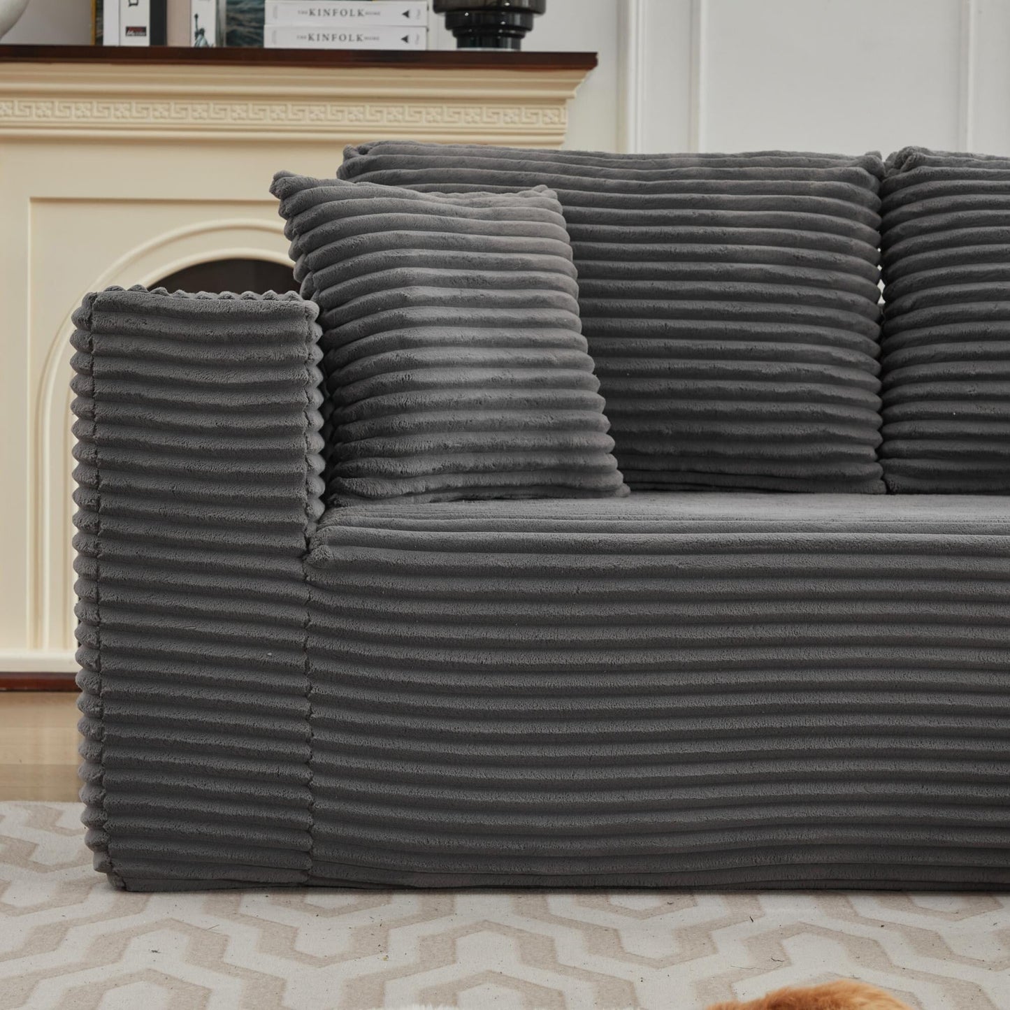 Divano componibile 106 Cloud a forma di L con chaise longue rivolta a destra, divano modulare moderno con seduta profonda per soggiorno, non richiede montaggio