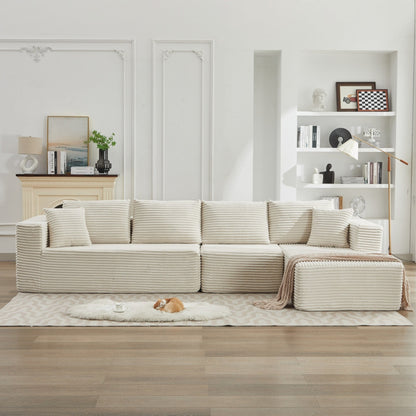 Divano componibile 106 Cloud a forma di L con chaise longue rivolta a destra, divano modulare moderno con seduta profonda per soggiorno, non richiede montaggio
