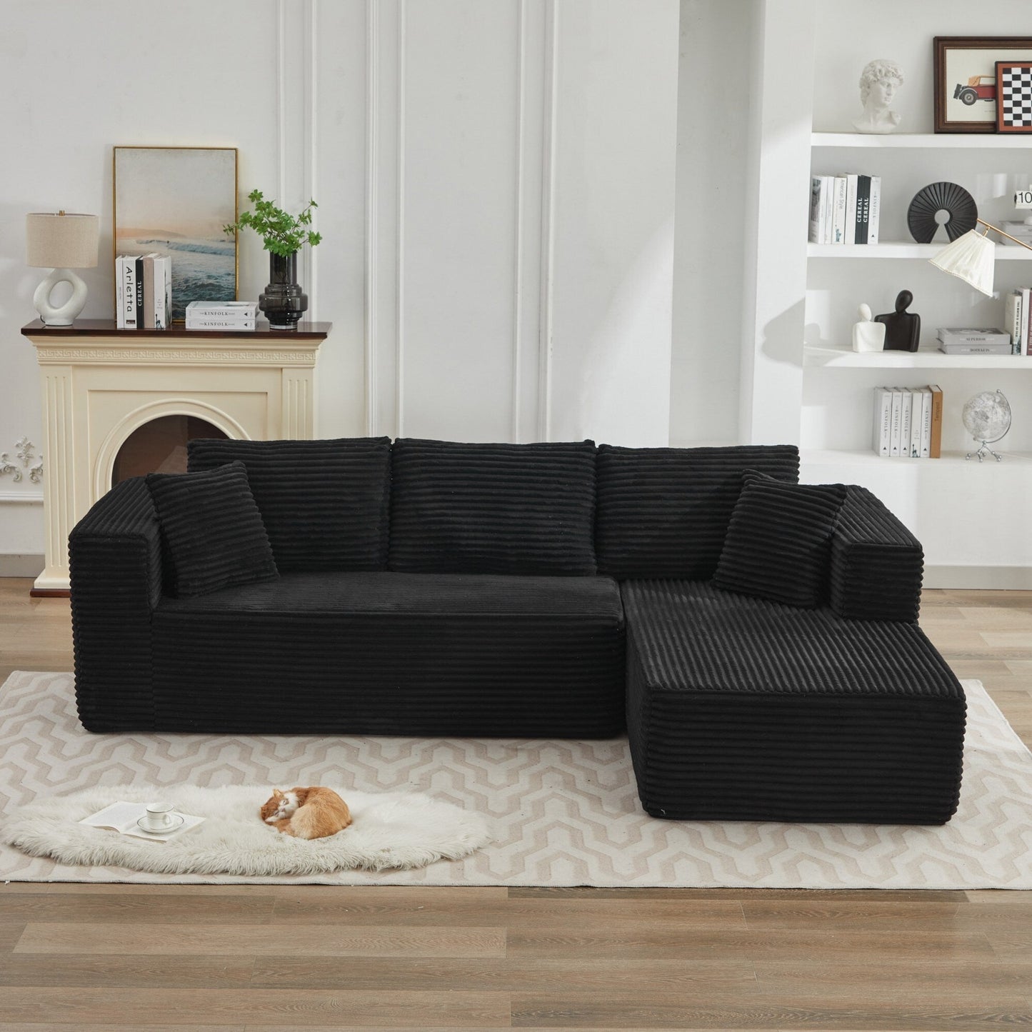 Divano componibile 106 Cloud a forma di L con chaise longue rivolta a destra, divano modulare moderno con seduta profonda per soggiorno, non richiede montaggio