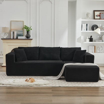 Divano componibile 106 Cloud a forma di L con chaise longue rivolta a destra, divano modulare moderno con seduta profonda per soggiorno, non richiede montaggio