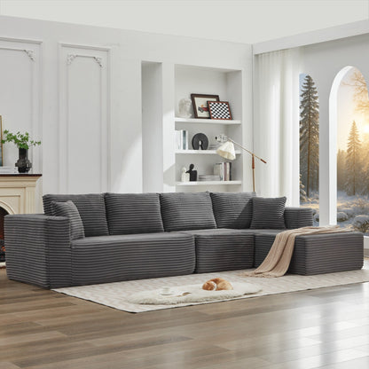 Divano componibile 106 Cloud a forma di L con chaise longue rivolta a destra, divano modulare moderno con seduta profonda per soggiorno, non richiede montaggio