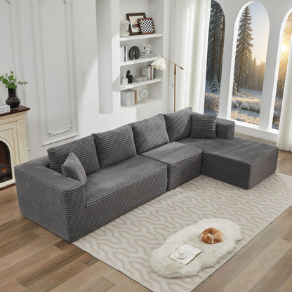 Divano componibile 106 Cloud a forma di L con chaise longue rivolta a destra, divano modulare moderno con seduta profonda per soggiorno, non richiede montaggio
