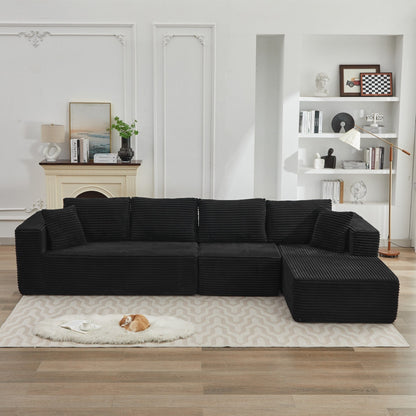 Divano componibile 106 Cloud a forma di L con chaise longue rivolta a destra, divano modulare moderno con seduta profonda per soggiorno, non richiede montaggio
