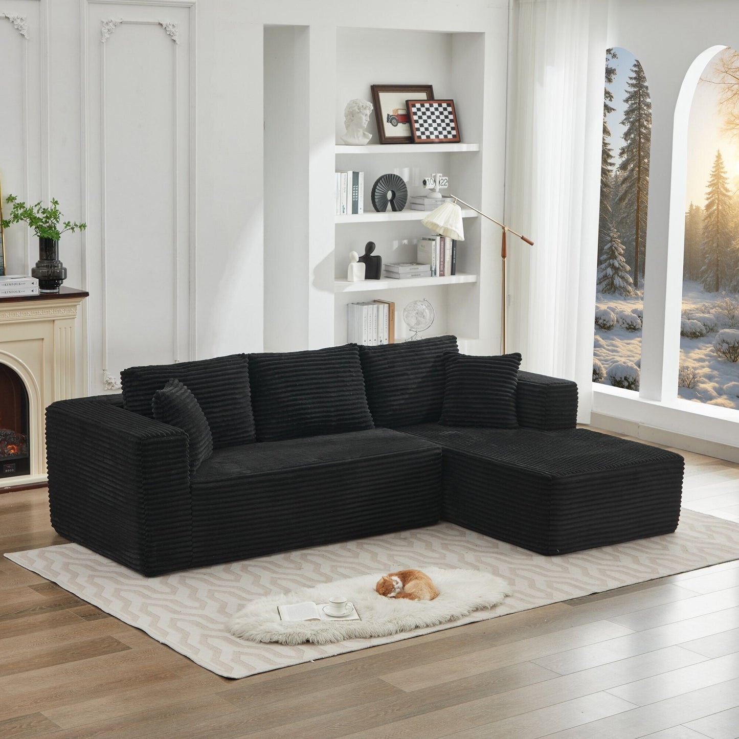Divano componibile 106 Cloud a forma di L con chaise longue rivolta a destra, divano modulare moderno con seduta profonda per soggiorno, non richiede montaggio