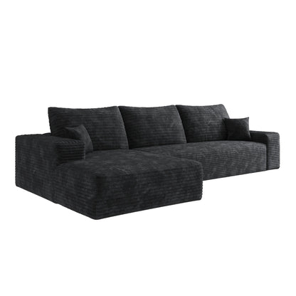 Divano componibile modulare in velluto a coste da 107 pollici con chaise longue e seduta profonda per soggiorno, camera da letto