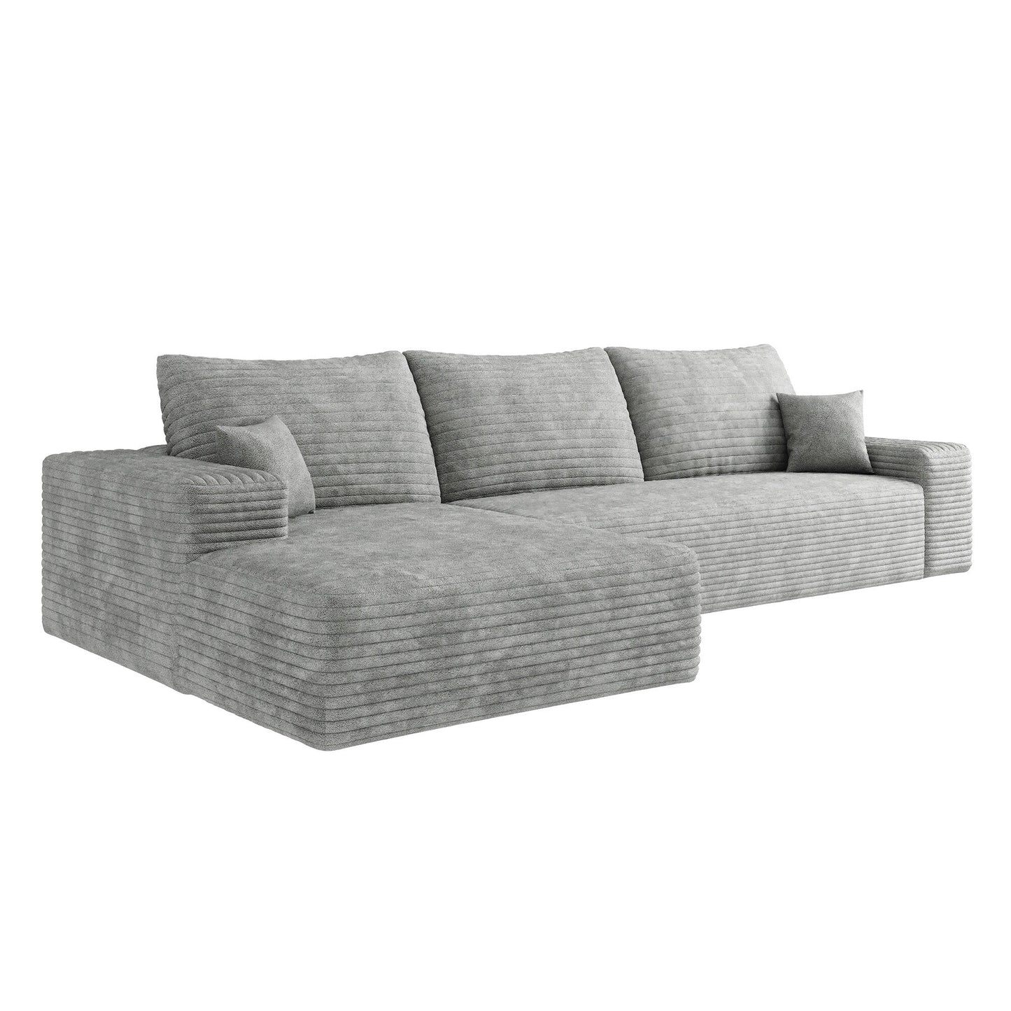 Divano componibile modulare in velluto a coste da 107 pollici con chaise longue e seduta profonda per soggiorno, camera da letto
