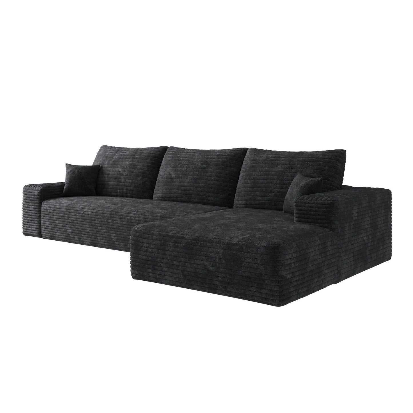 Divano componibile modulare in velluto a coste da 107 pollici con chaise longue e seduta profonda per soggiorno, camera da letto
