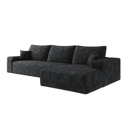 Divano componibile modulare in velluto a coste da 107 pollici con chaise longue e seduta profonda per soggiorno, camera da letto